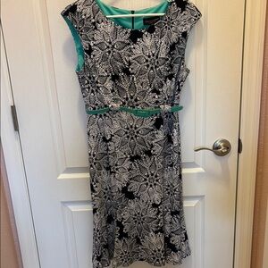 Navy and White Floral Midi Dress